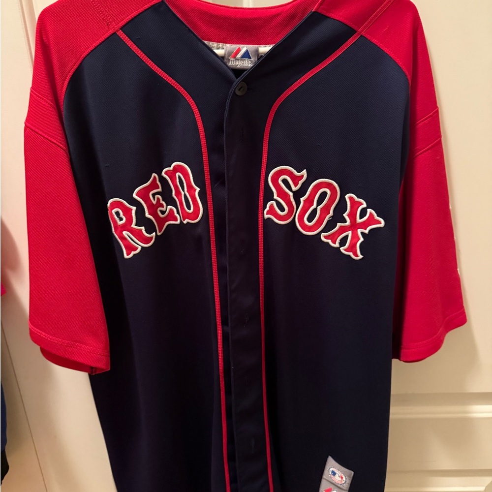 Majestic Navy and Red Baseball Jersey